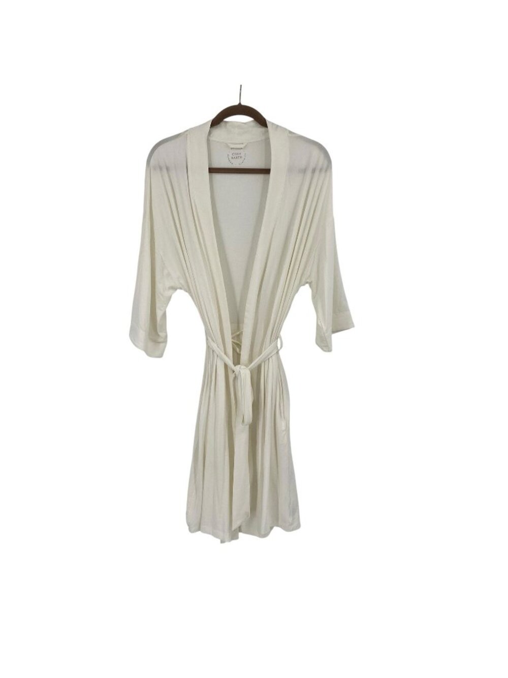 COZY EARTH Women's Size M Bamboo Stretch-Knit Robe Ivory White Loungewear - Picture 1 of 16